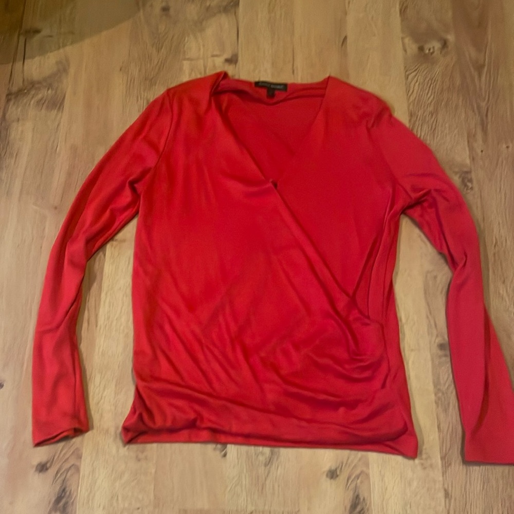 Bright red deep v wrap top